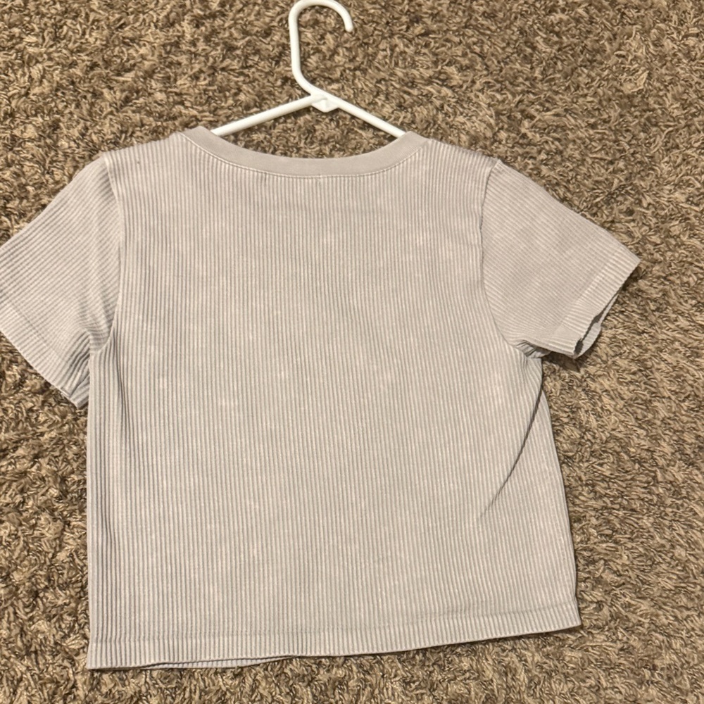 Forever Link Gray Ribbed Crop Top - Picture 2 of 3